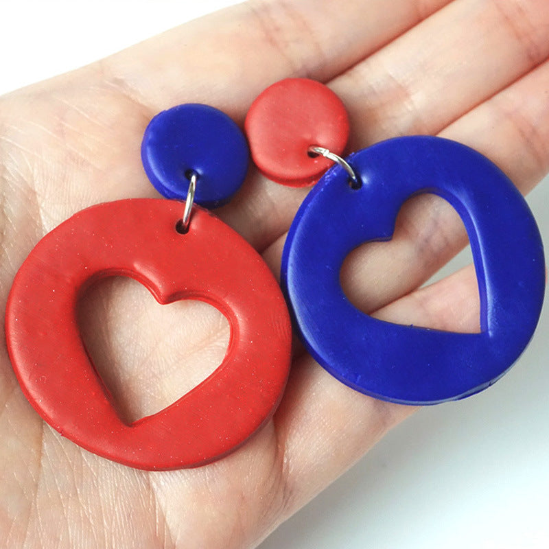 Wholesale soft pottery fashion earrings love color clay earrings